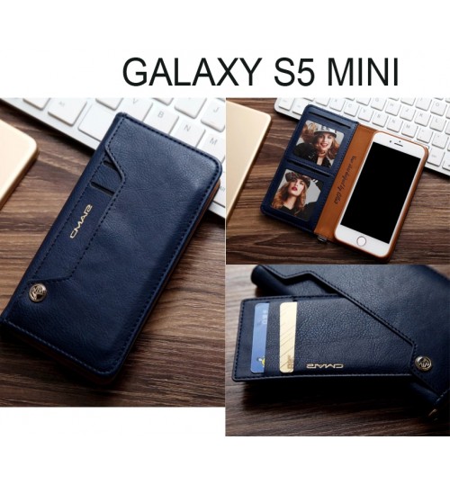 Galaxy S5 Mini  Case Slim Leather Wallet Case - Blue