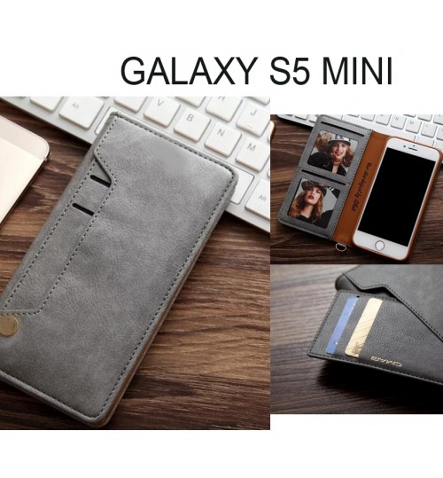 Galaxy S5 Mini  Case Slim Leather Wallet Case - Grey