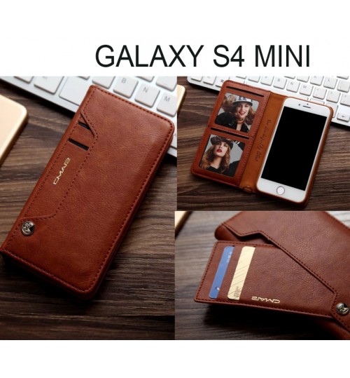 Galaxy S4 Mini Case Slim Leather Wallet Case - Brown