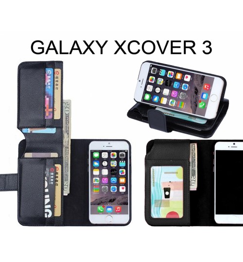Galaxy Xcover 3 Case Leather Wallet Case Cover - Black