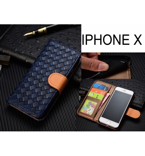 Iphone X Case  Leather Wallet Case Cover - Blue