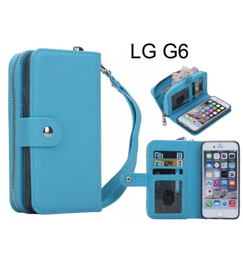 Lg G6 Case Full Wallet Leather Case - Sky Blue