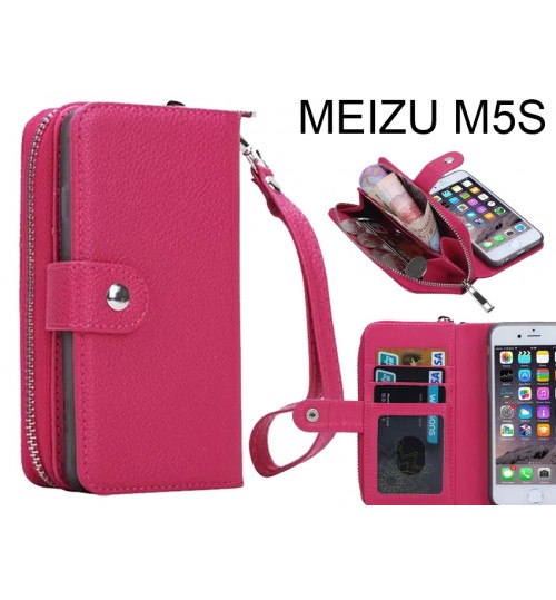 Meizu M5s Case Full Wallet Leather Case - Hot Pink