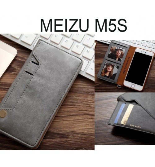 Meizu M5s Case Slim Leather Wallet Case - Grey