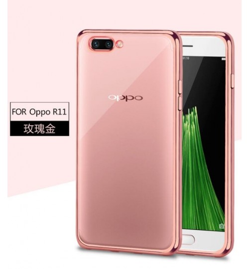 Oppo R11 case plating bumper with clear gel back cover case