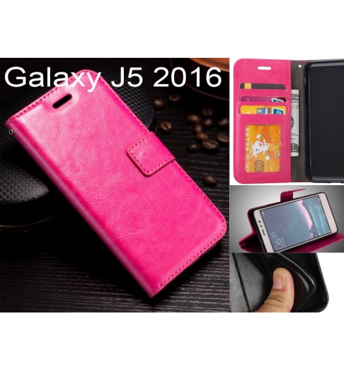 Galaxy J5 2016 Fine Leather Wallet Case - Hot Pink