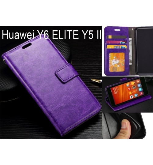 Huawei Y6 Elite Y5 Ii Case Fine Leather Wallet Case - Purple