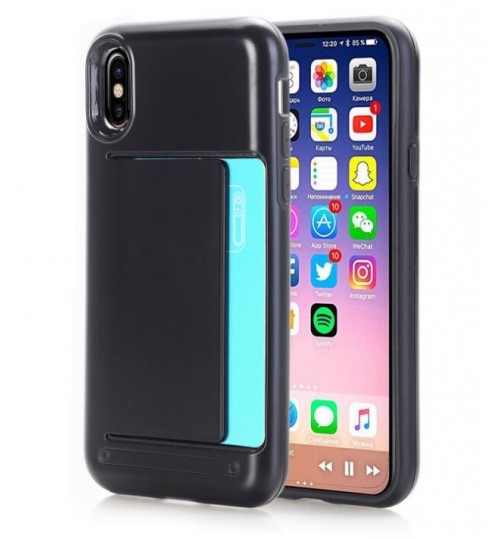 iPhone X impact proof hybrid case card clip