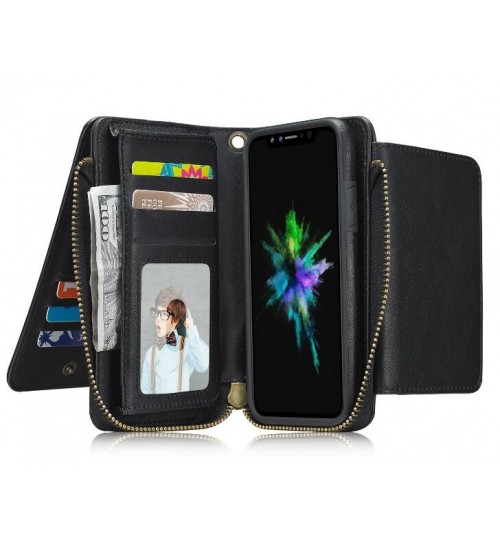 iPhone X retro wallet  Leather Zip case detachable