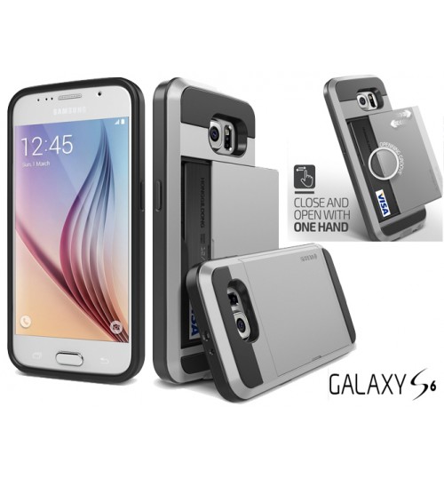 Galaxy S6 impact proof hybrid case card holder