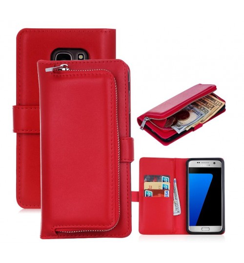 GALAXY S7 double wallet  Leather Zip case detachable