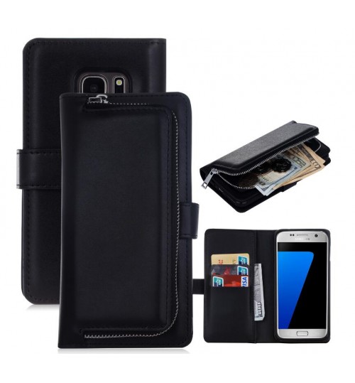 GALAXY S7 edge double wallet  Leather Zip case detachable