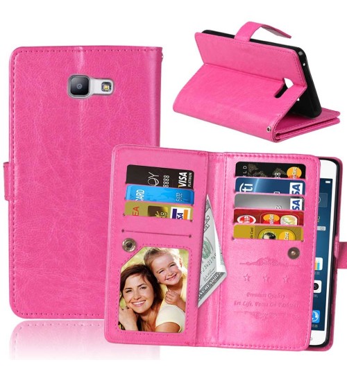 Galaxy A5 2016 Double Wallet Leather Case - Hot Pink