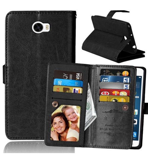 Huawei Y5 Ii Case Y6 Elite Double Wallet Leather Case - Black