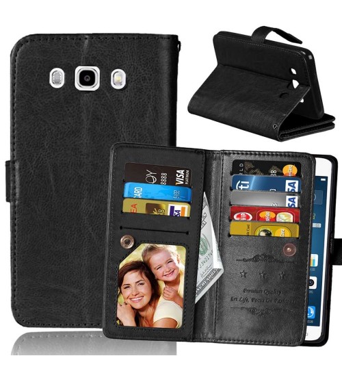 Galaxy J5 2016 Double Wallet Leather Case - Black