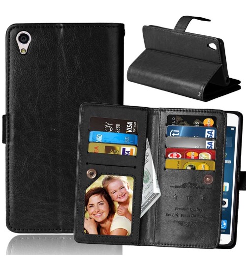 Sony Xperia Xa Double Wallet Leather Case Detachable - Black
