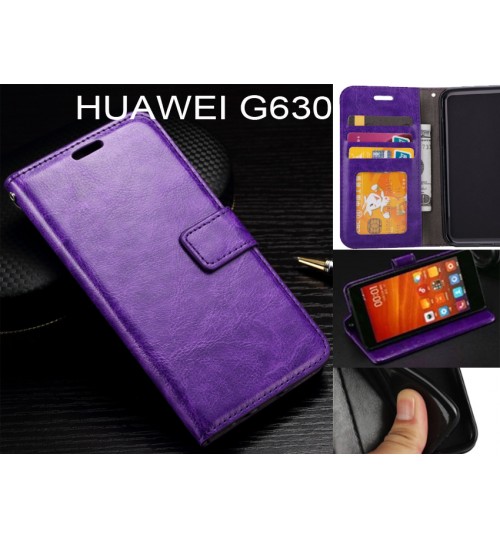 Huawei G630  Case Fine Leather Wallet Case - Purple