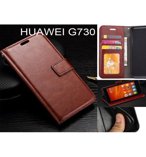Huawei G730  Case Fine Leather Wallet Case - Brown