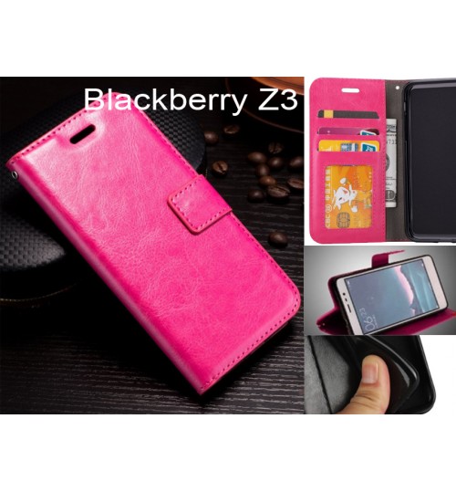 Blackberry Z3  Case Fine Leather Wallet Case - Hot Pink