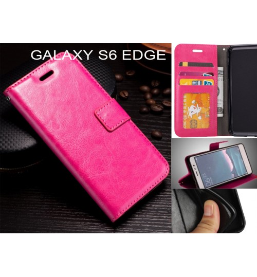 Galaxy S6 Edge  Case Fine Leather Wallet Case - Hot Pink