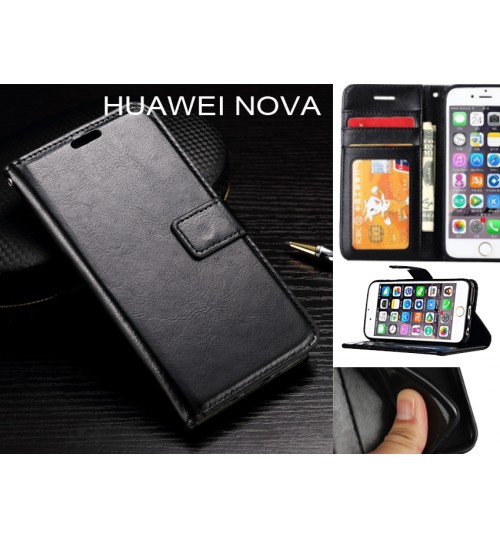 Huawei Nova  Case Fine Leather Wallet Case - Black