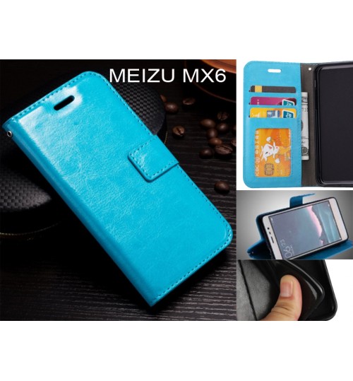 Meizu Mx6  Case Fine Leather Wallet Case - Blue