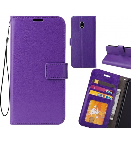 Galaxy J3 Pro 2017  Case Fine Leather Wallet Case - Purple
