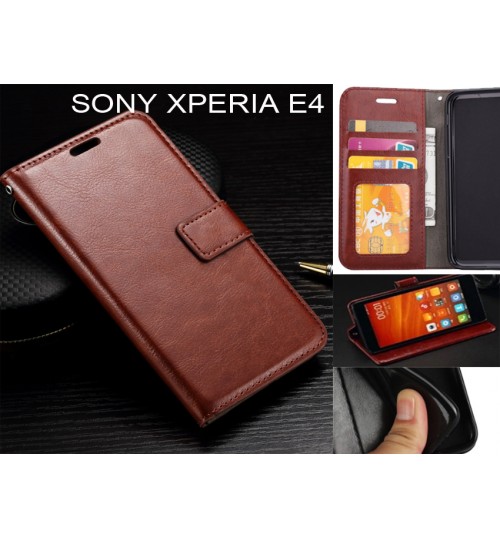 Sony Xperia E4  Case Fine Leather Wallet Case - Brown