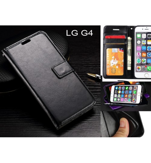 Lg G4  Case Fine Leather Wallet Case - Black