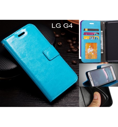 Lg G4  Case Fine Leather Wallet Case - Blue