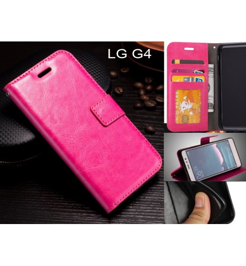 Lg G4  Case Fine Leather Wallet Case - Hot Pink