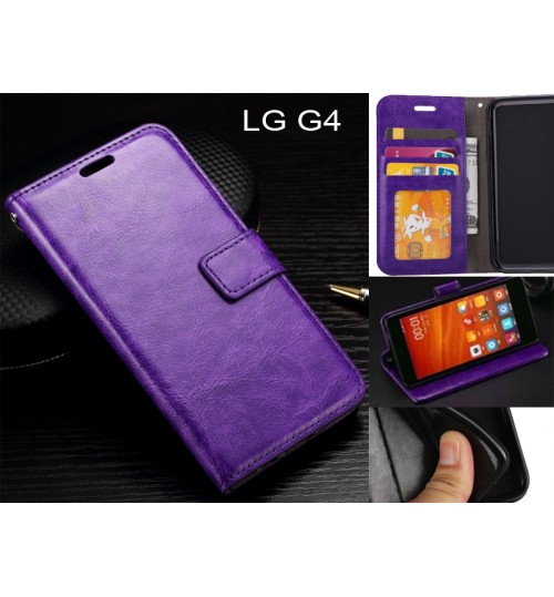Lg G4  Case Fine Leather Wallet Case - Purple