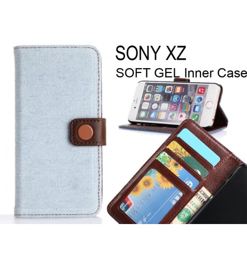 SONY XZ case ultra slim retro jeans wallet case