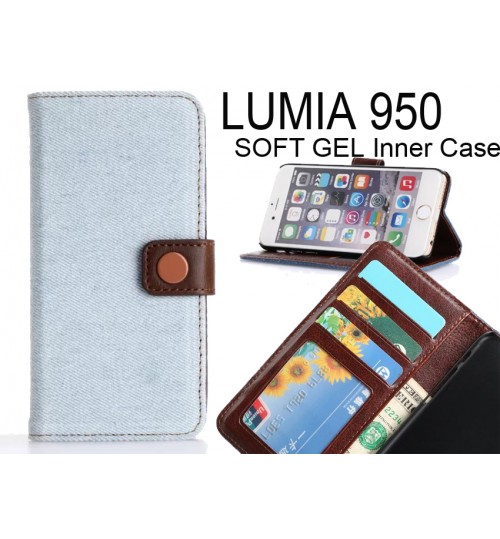 Lumia 950 Case Ultra Slim Retro Jeans Wallet Case - Blue