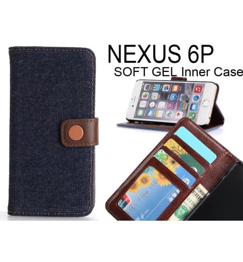 NEXUS 6P case ultra slim retro jeans wallet case