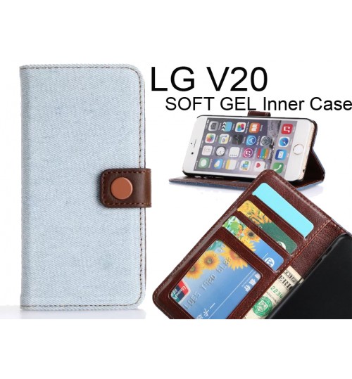 Lg V20 Case Ultra Slim Retro Jeans Wallet Case - Blue