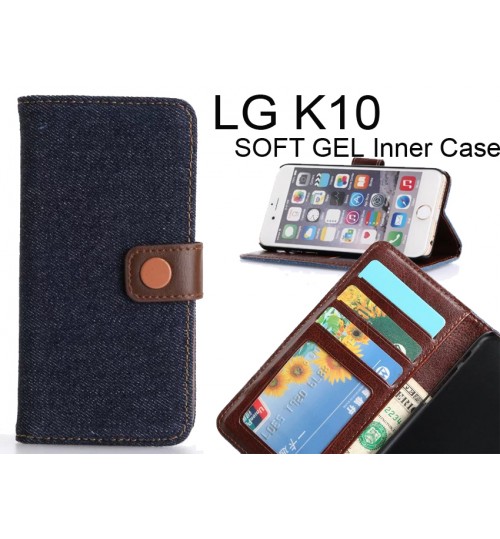 LG K10 case ultra slim retro jeans wallet case