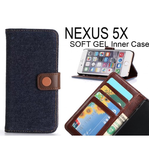 NEXUS 5X case ultra slim retro jeans wallet case