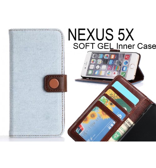 NEXUS 5X case ultra slim retro jeans wallet case