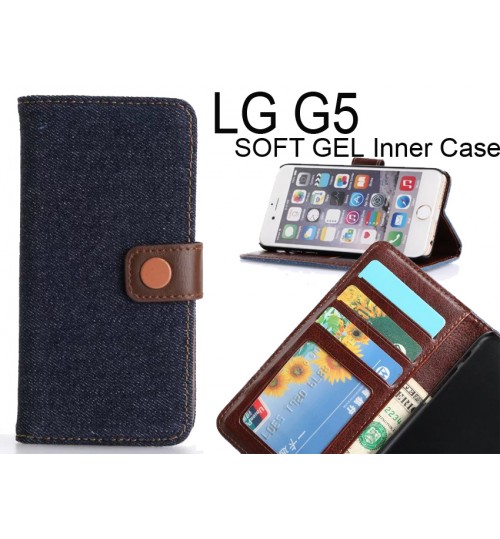 LG G5 case ultra slim retro jeans wallet case