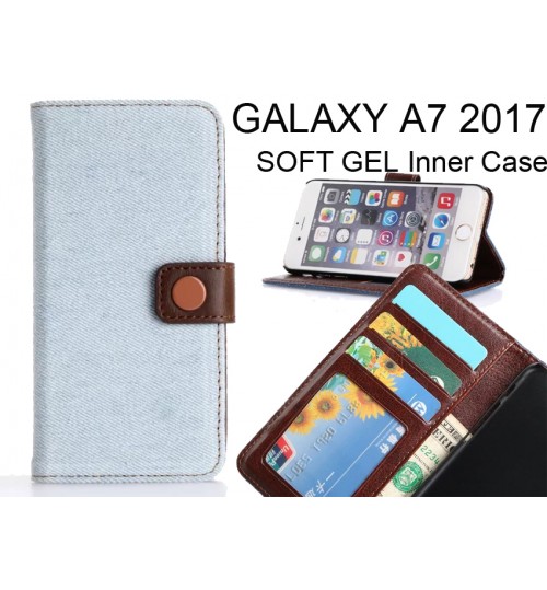 GALAXY A7 2017 case ultra slim retro jeans wallet case