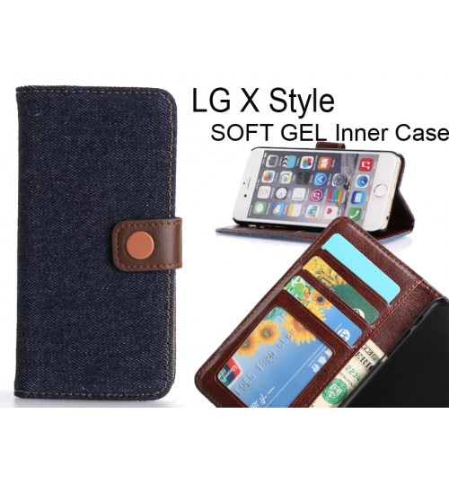 LG X STYLE case ultra slim retro jeans wallet case