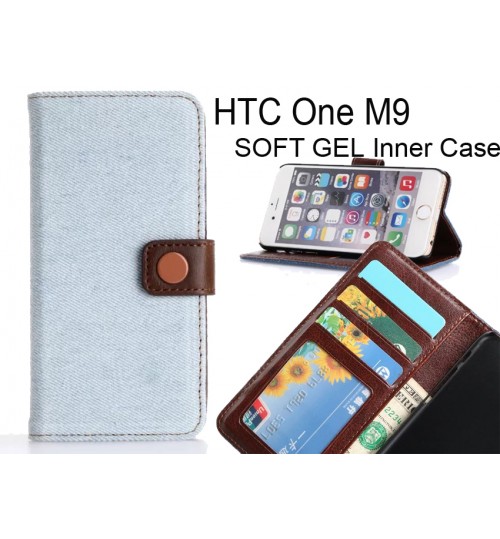 Htc M9 Case Ultra Slim Retro Jeans Wallet Case - Blue