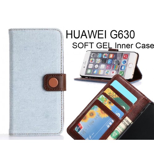 Huawei G630 Case Ultra Slim Retro Jeans Wallet Case - Blue