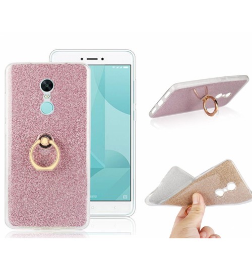 Redmi Note 4X Soft tpu Bling Kickstand Case with Ring Rotary Metal Mount