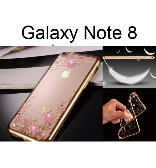 Samsung Galaxy  note 8 soft gel tpu case luxury bling shiny floral case