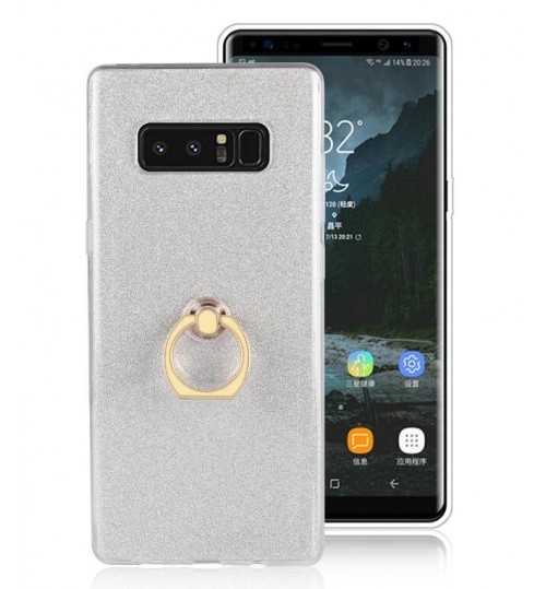 GALAXY NOTE 8 CASE Soft tpu Bling Kickstand Case with Ring Rotary Metal Mount