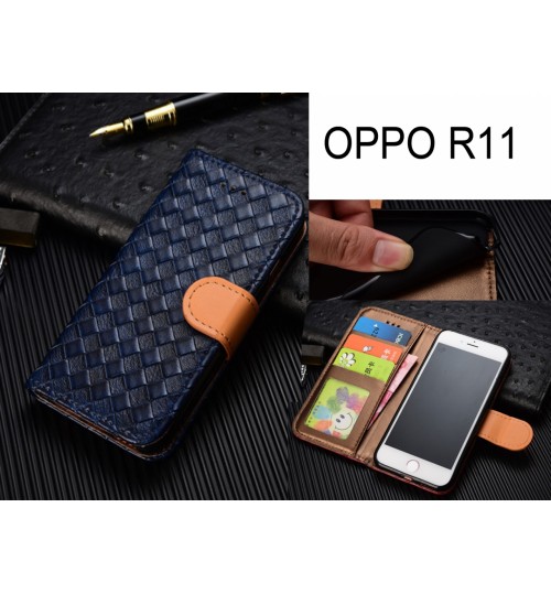 Oppo R11 Case Wallet Leather Case Cover - Blue