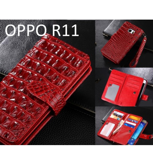 Oppo R11 case Croco wallet Leather case