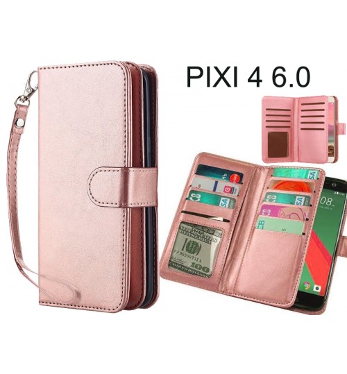 Alcatel Pixi 4 (6)  Case Double Wallet leather case 9 Card Slots